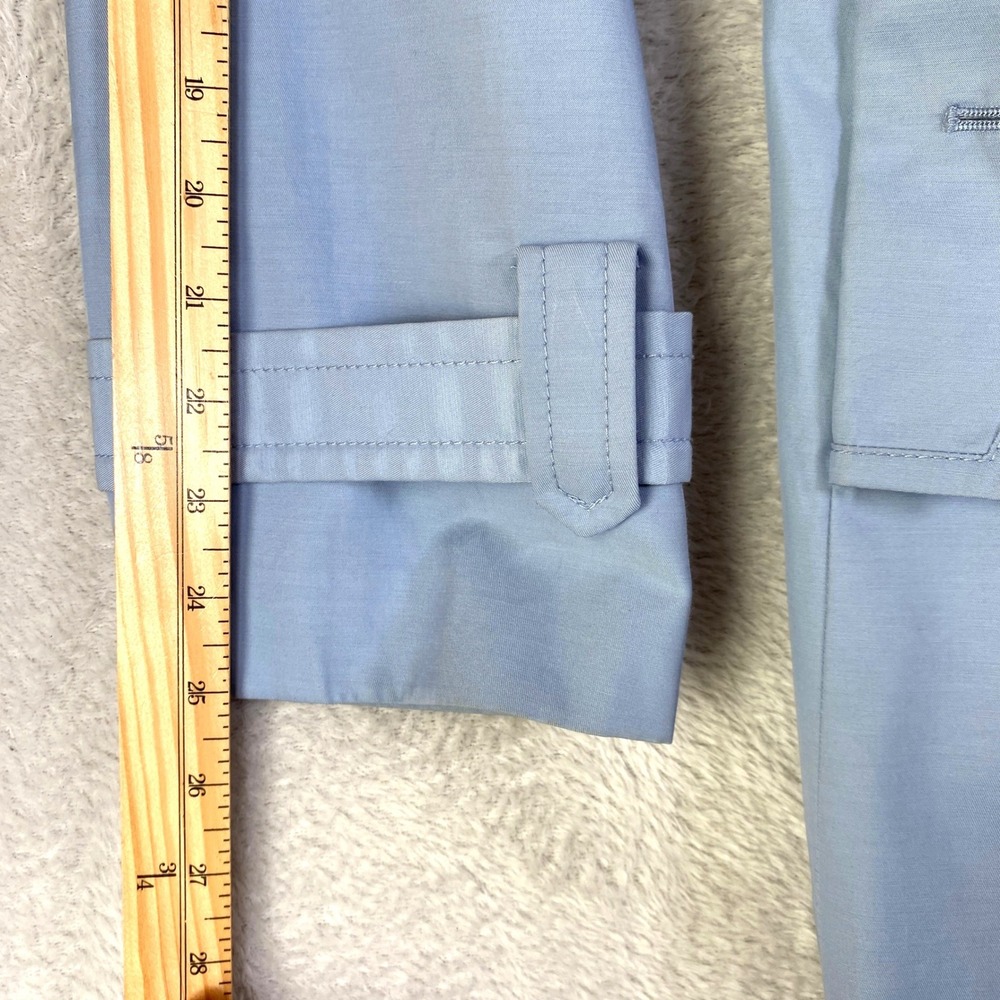 Calvin Klein Belted Double Breasted Trench Coat Women L Blue Chic Career Office - Picture 6 of 12